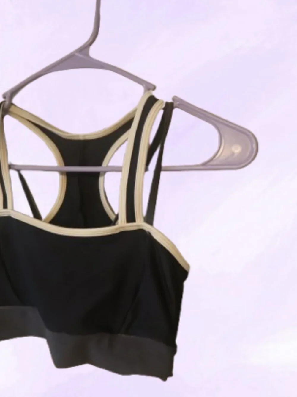 Bundle of 5 of xs's sports bras in burgundy, gray and blue. Sporty exercise work
